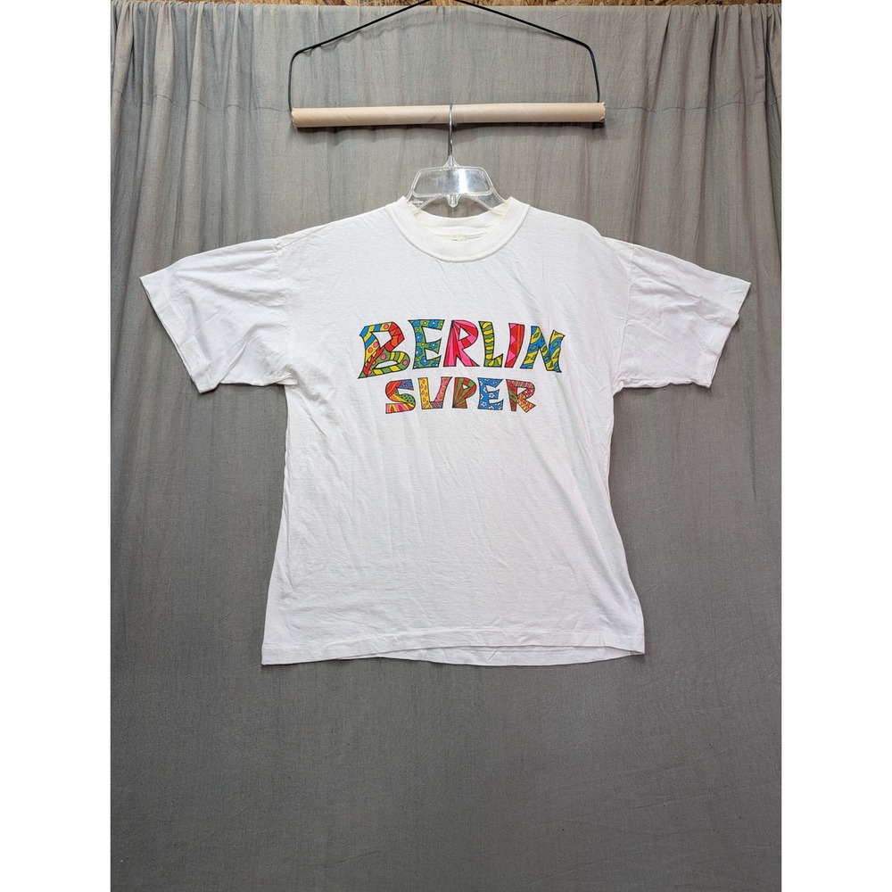 Vintage Cotton Club Berlin Super Graphic T-Shirt White Single Stitch Mens Medium - Picture 2 of 9